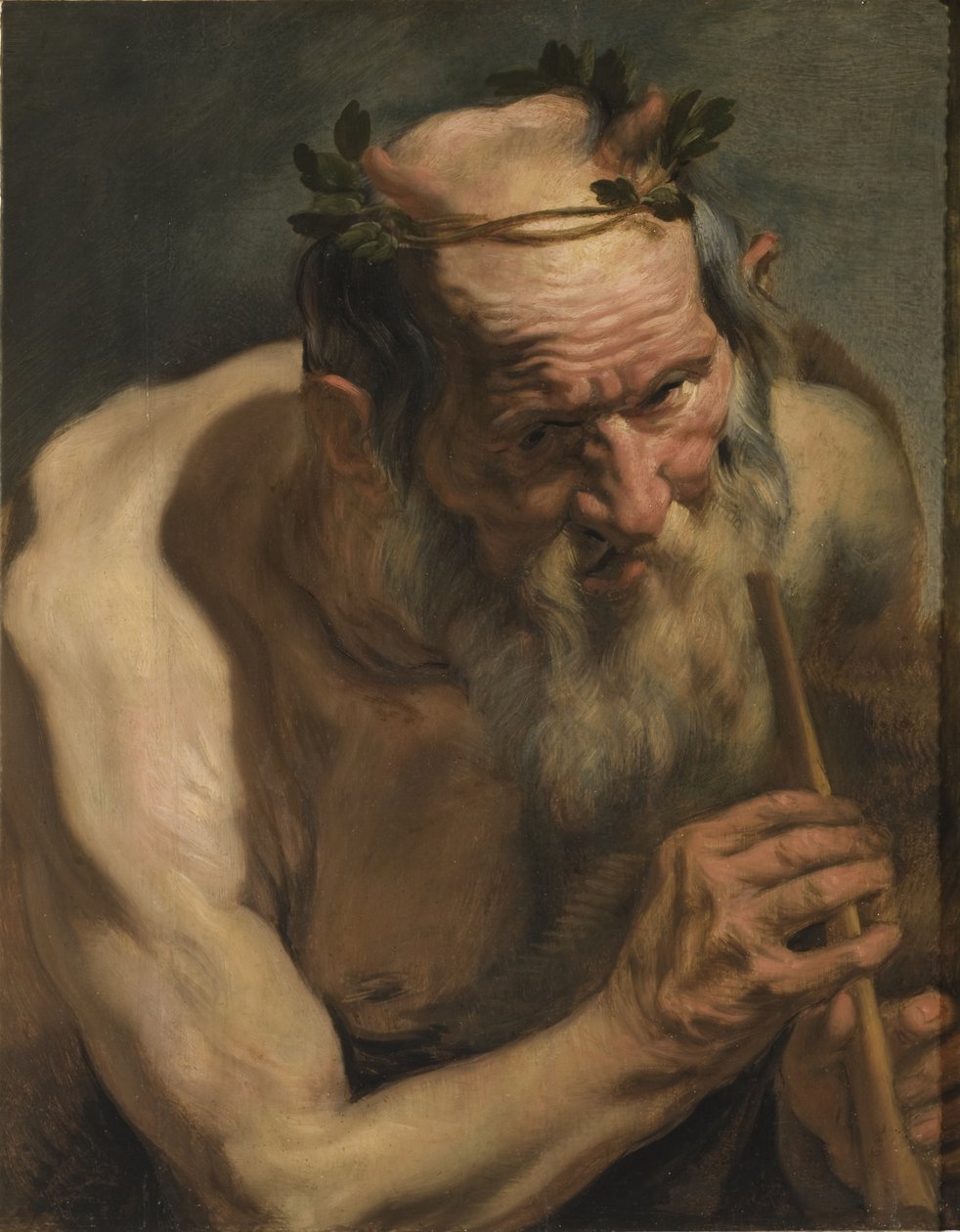 Alter Satyr mit Flöte von Jacob Jordaens