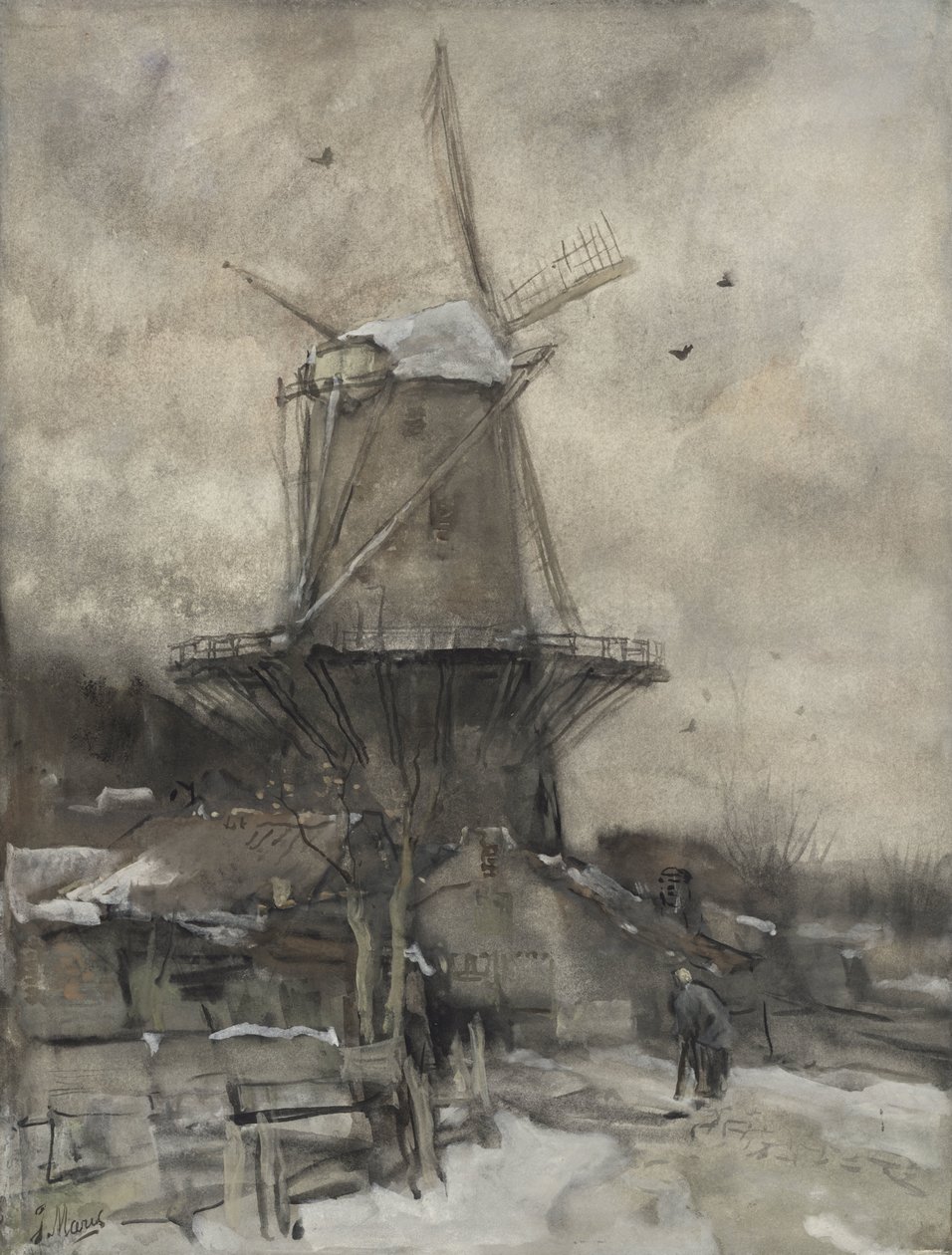 Eine Mühle im Winter von Jacob Maris