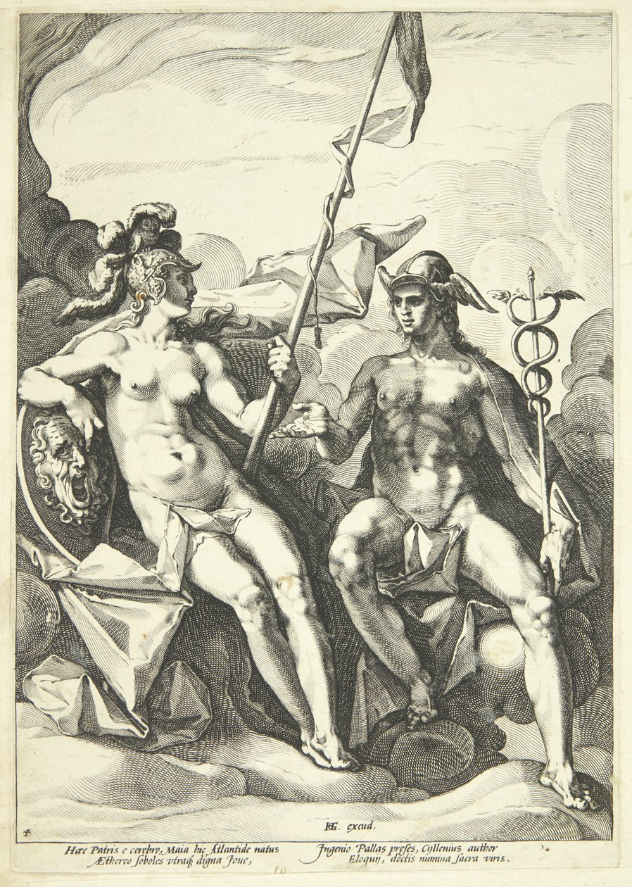 Die Allianz zwischen Athene und Merkur (Hermathena) von Jacob Matham