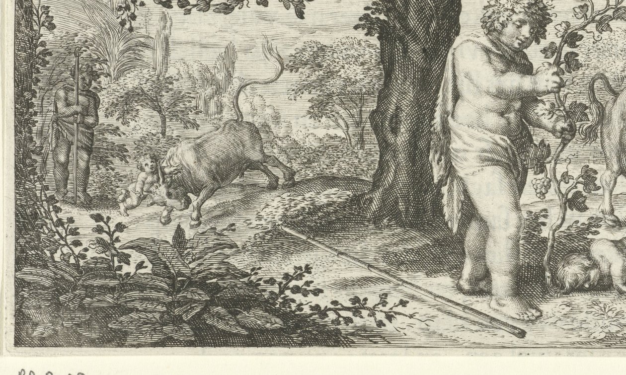 Bacchus und Ampelus von Jacob Matham