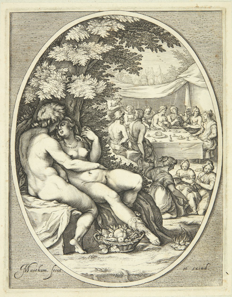 Ein Gott und eine Göttin in Umarmung von Jacob Matham