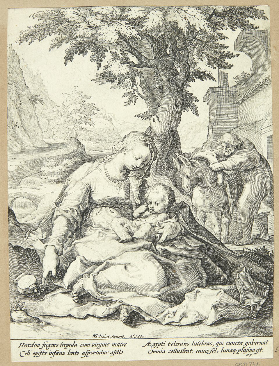 Ruhe auf der Flucht nach Ägypten von Jacob Matham
