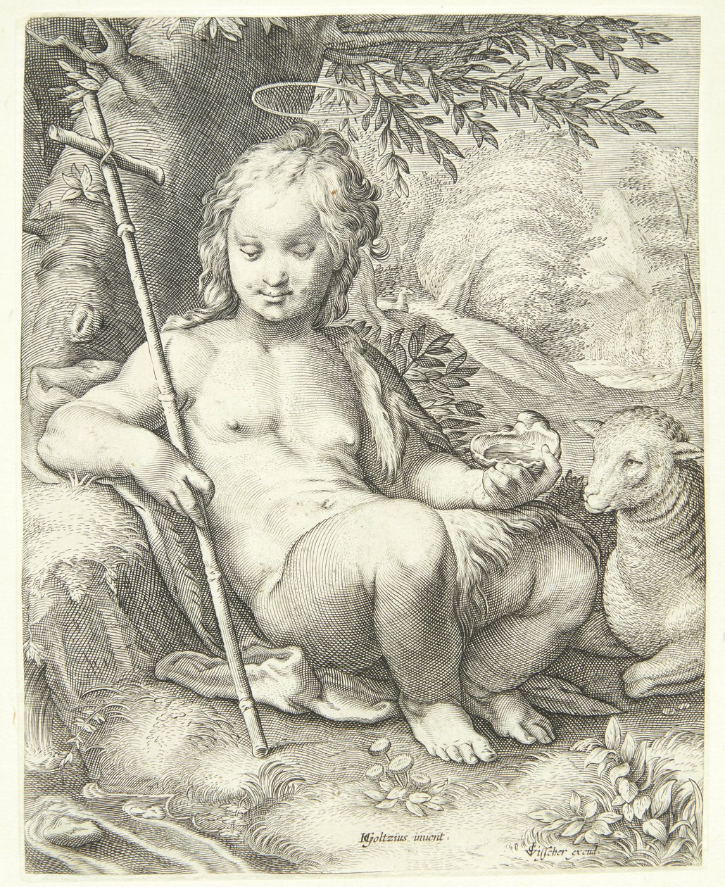 Johannes der Täufer in der Wildnis von Jacob Matham