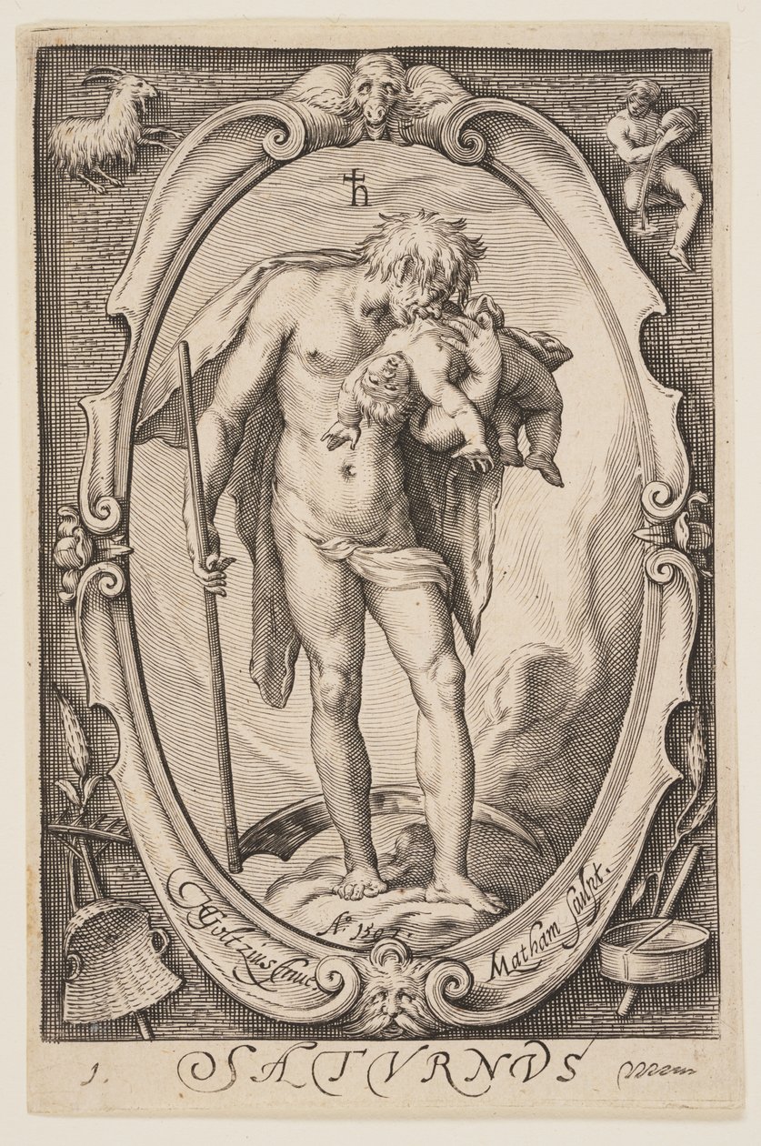 Saturnus, aus Die Sieben Planeten von Jacob Matham