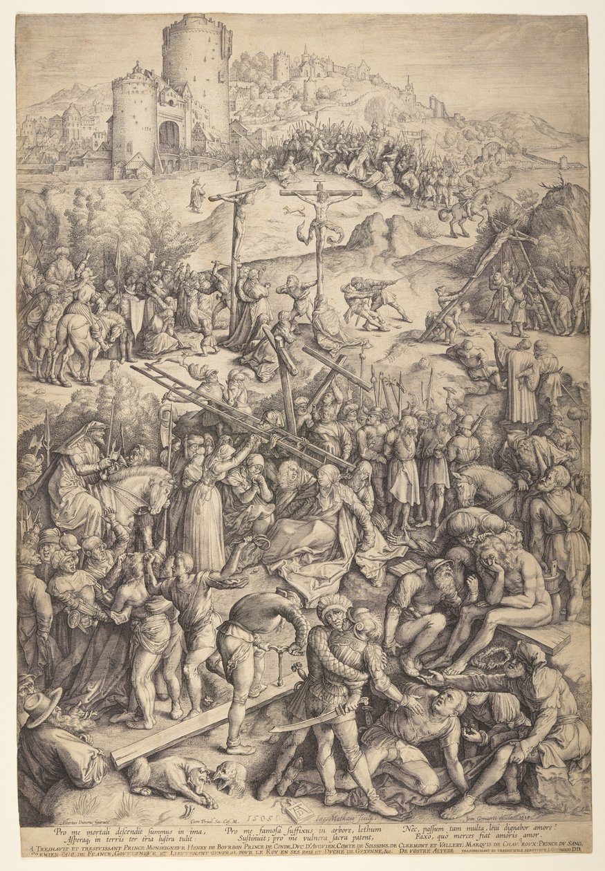 Die Verspottung, Geißelung und Kreuzigung Christi von Jacob Matham