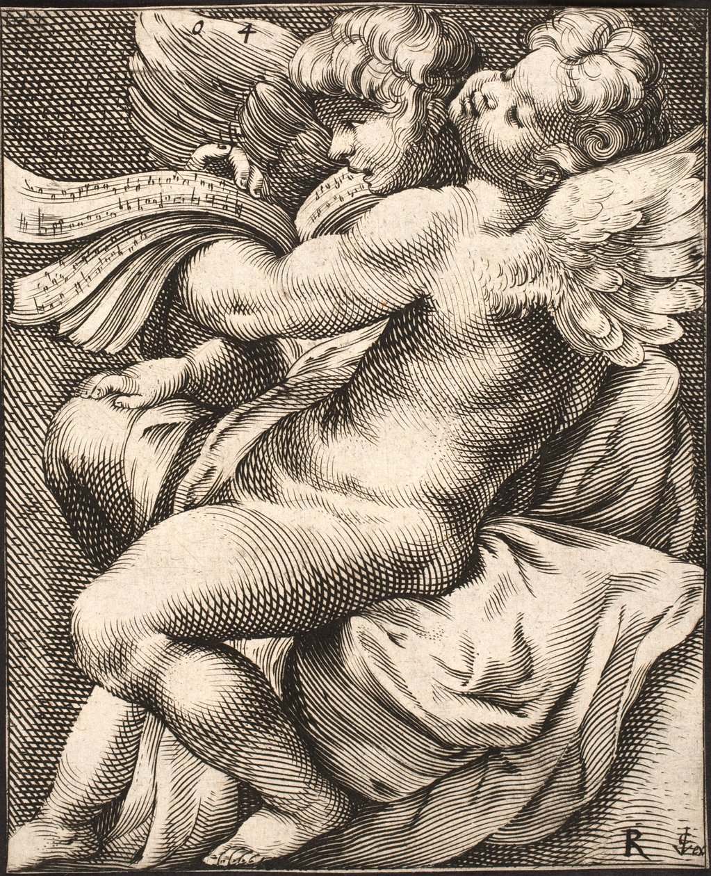 Zwei Putti singen von Jacob Matham