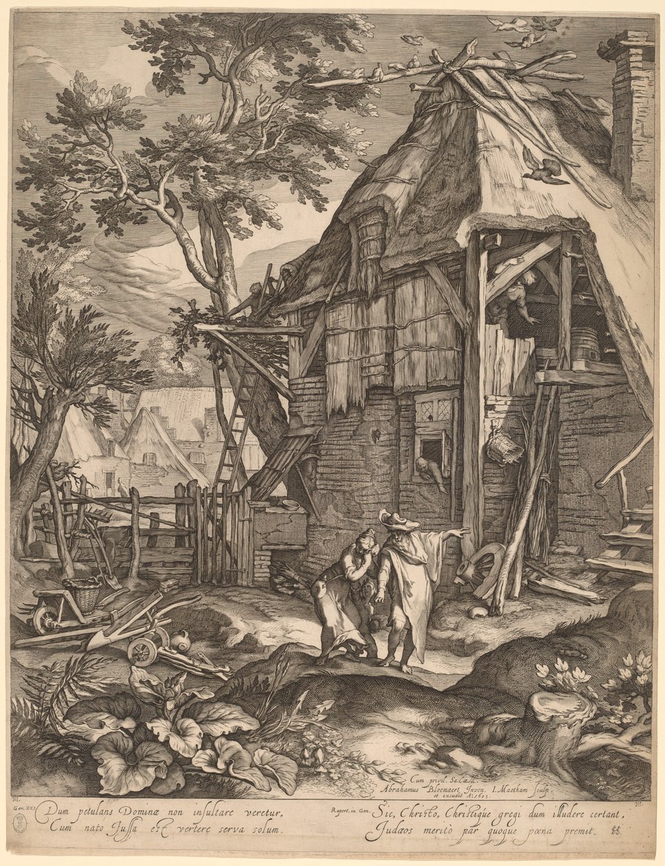 Abraham vertreibt Hagar von Jacob Matham, after Abraham Bloemaert