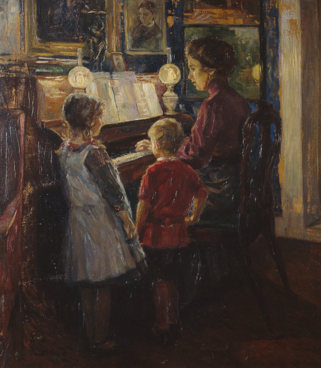 Frau und Kinder am Klavier von Jacob Sømme