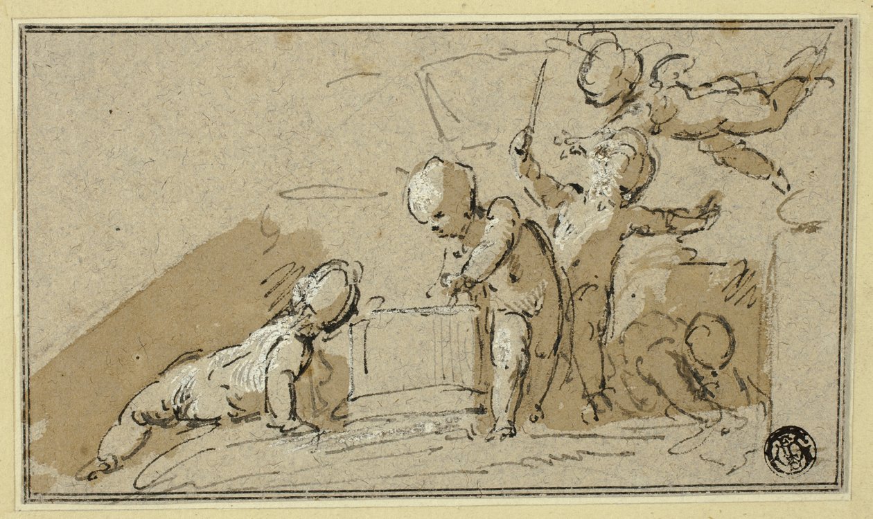 Fünf Putti beim Spielen von Jacob de Wit