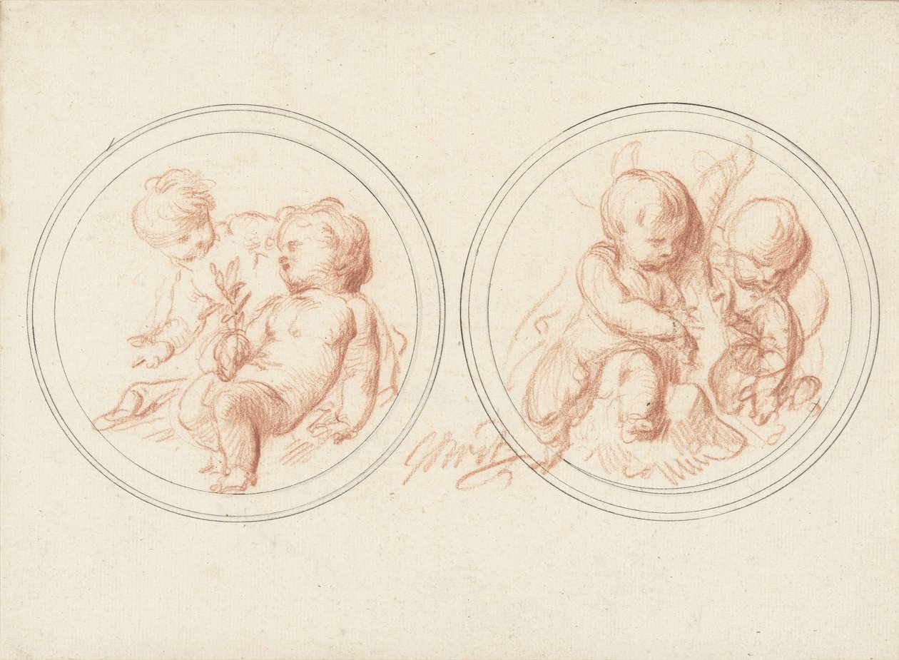 Zwei Medaillons mit Kindern von Jacob de Wit
