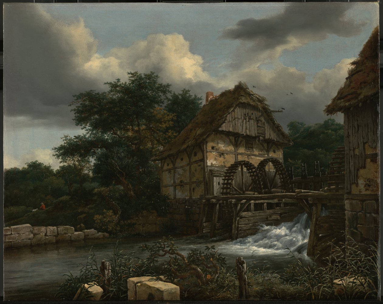 Zwei Wassermühlen und eine offene Schleuse von Jacob van Ruisdael