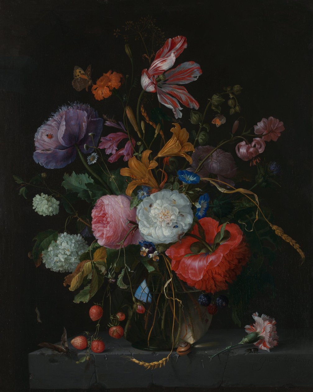 Blumen in einer Glasvase, ca. 1670 von Jacob van Walscapelle