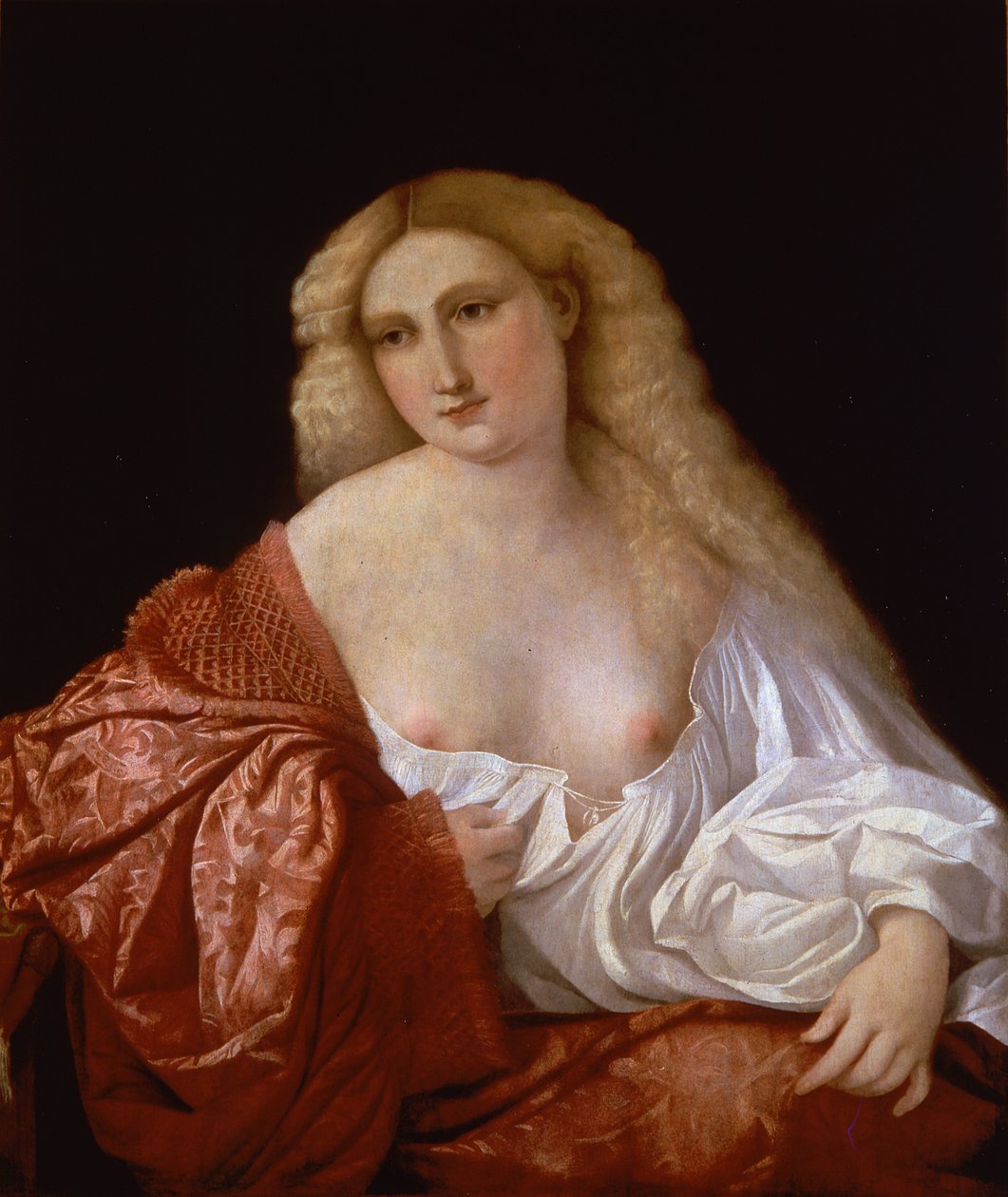 Porträt einer Frau, bekannt als Porträt einer Kurtisane von Jacopo Negretti