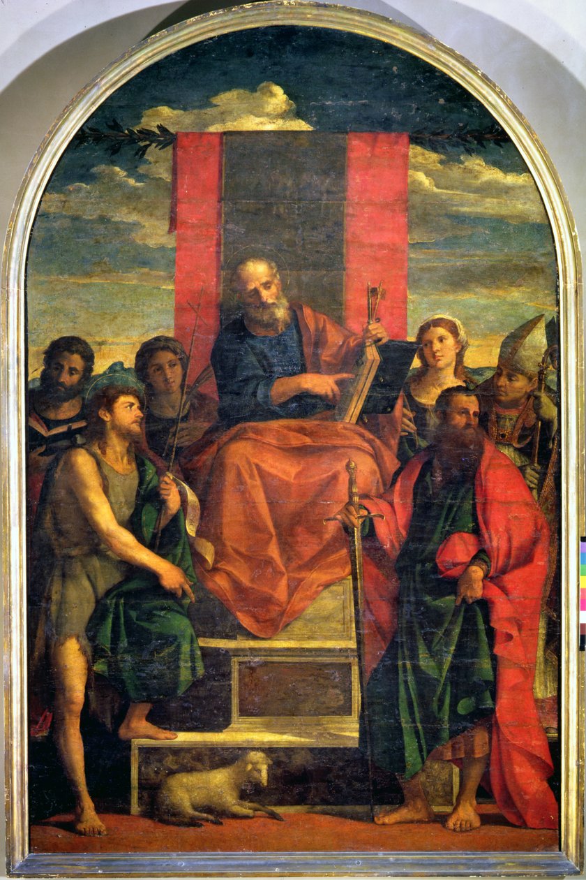 St. Peter auf dem Thron mit Heiligen von Jacopo Palma