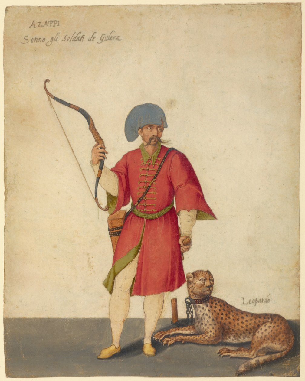 Ein Azappo-Bogenschütze mit einem Geparden von Jacopo Ligozzi