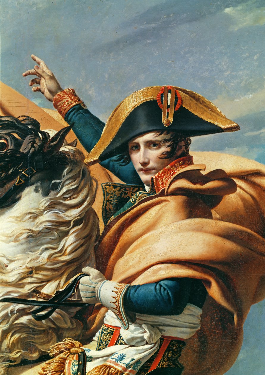 Bonaparte überquert die Alpen (Detail) von Jacques Louis David