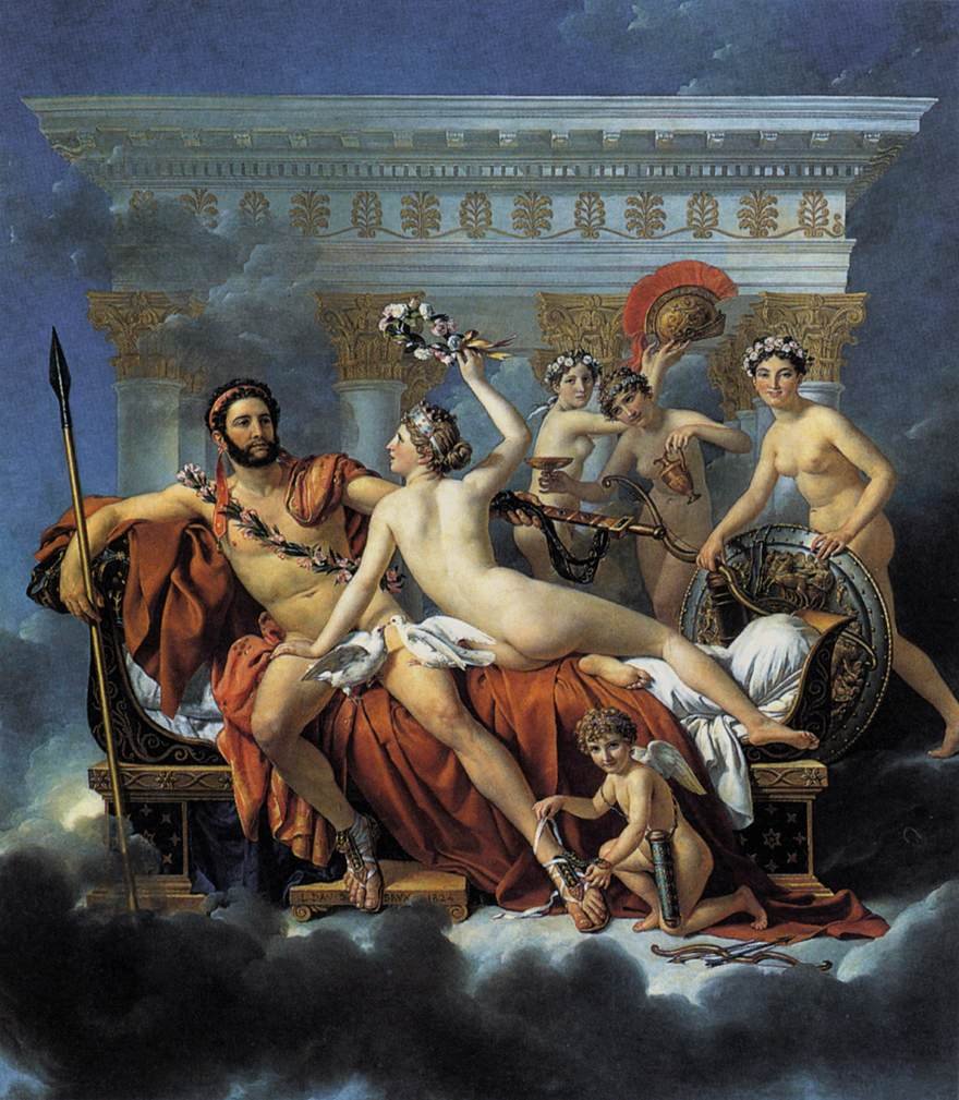 Mars entwaffnet von Venus und den drei Grazien von Jacques Louis David