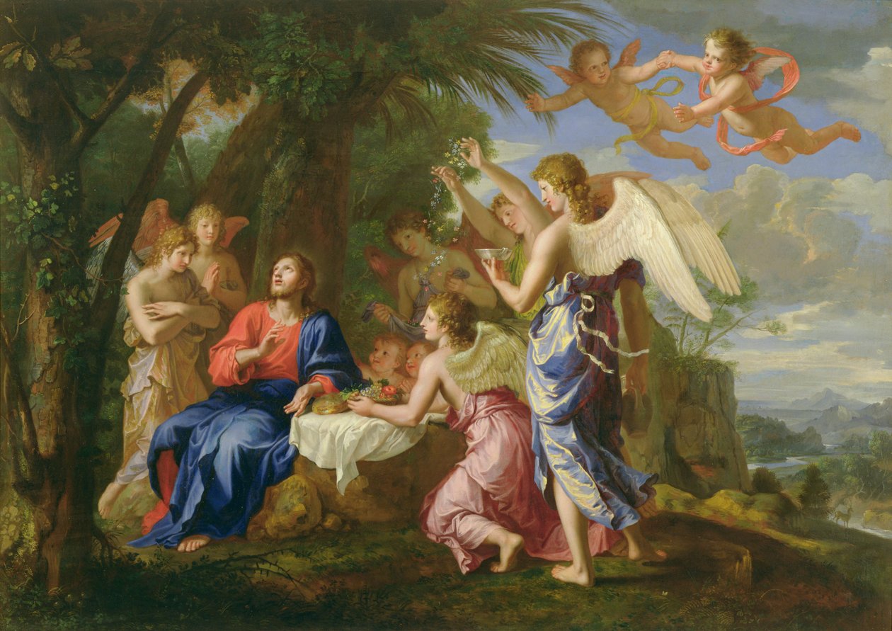 Christus wird von den Engeln bedient von Jacques Stella