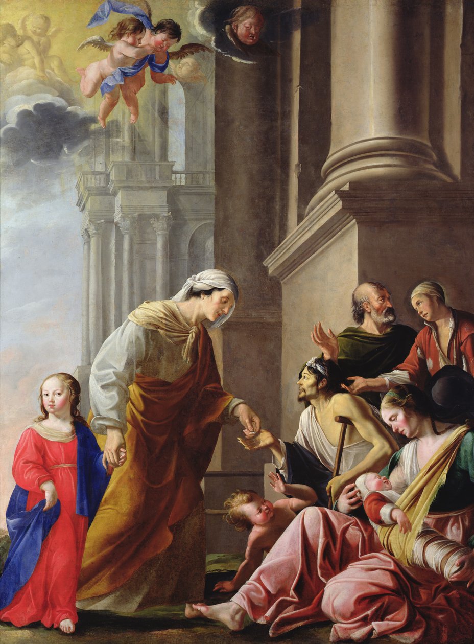 St. Anna, begleitet von der Jungfrau Maria, gibt Almosen von Jacques de Letin