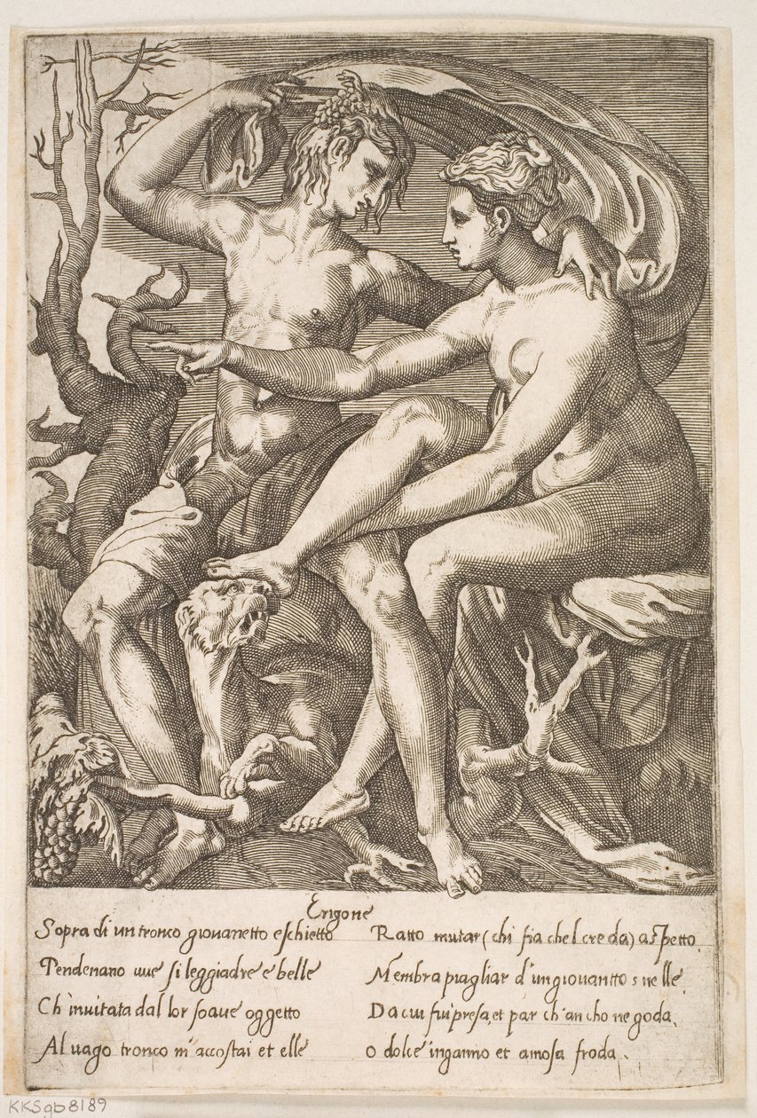 Bacchus und Erigone von Jacques Androuet Ducerceau d.Æ.