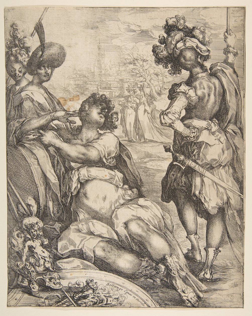Militärfiguren vor einer Stadt, 1595-1616 von Jacques Bellange