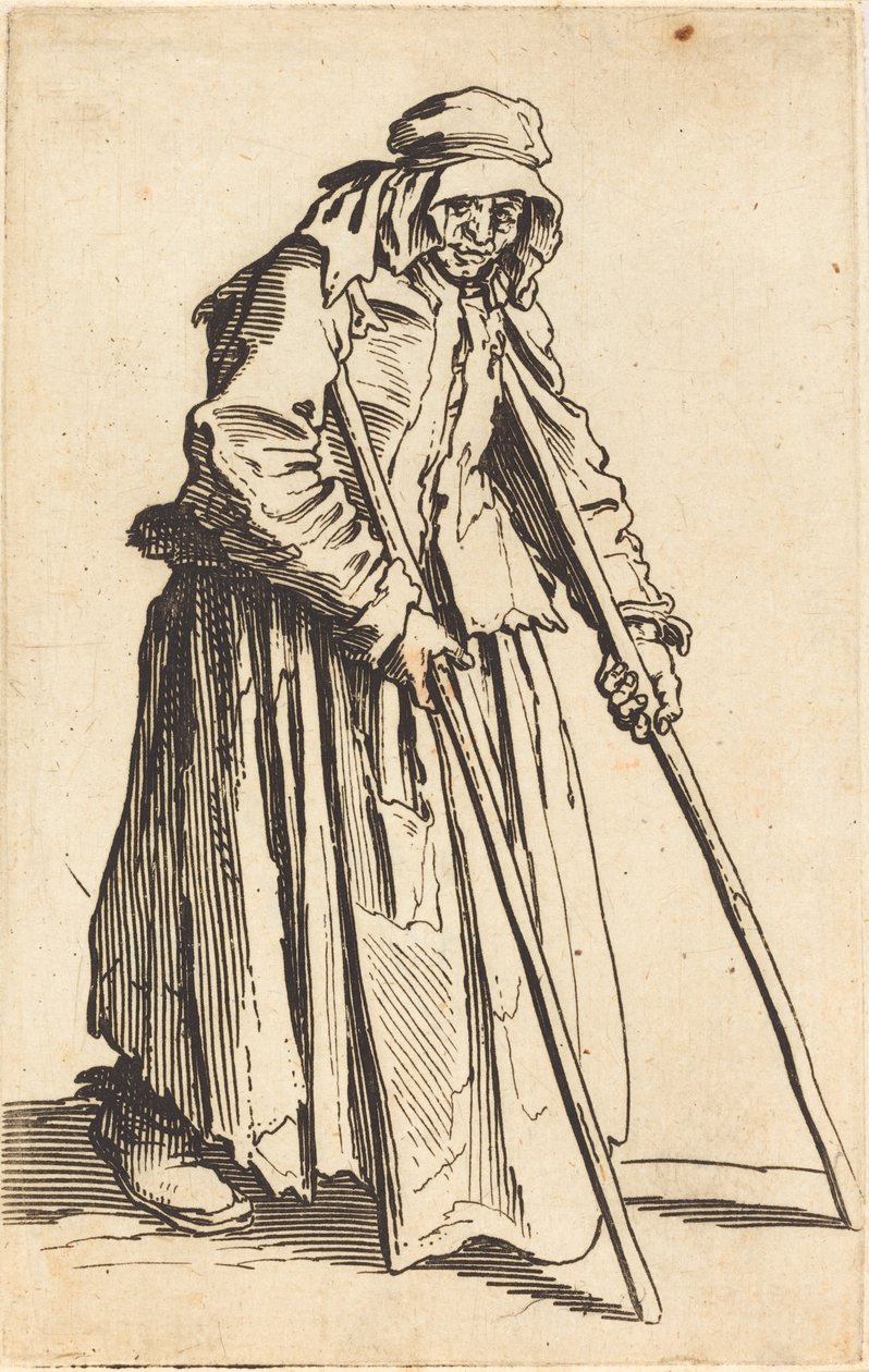 Bettlerin mit Krücken von Jacques Callot