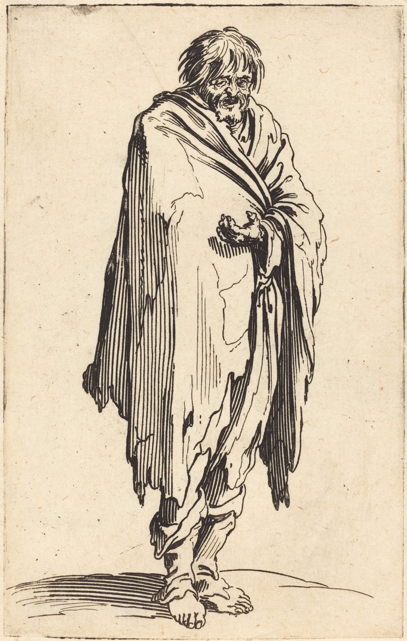 Bettler mit bloßem Kopf und Füßen von Jacques Callot