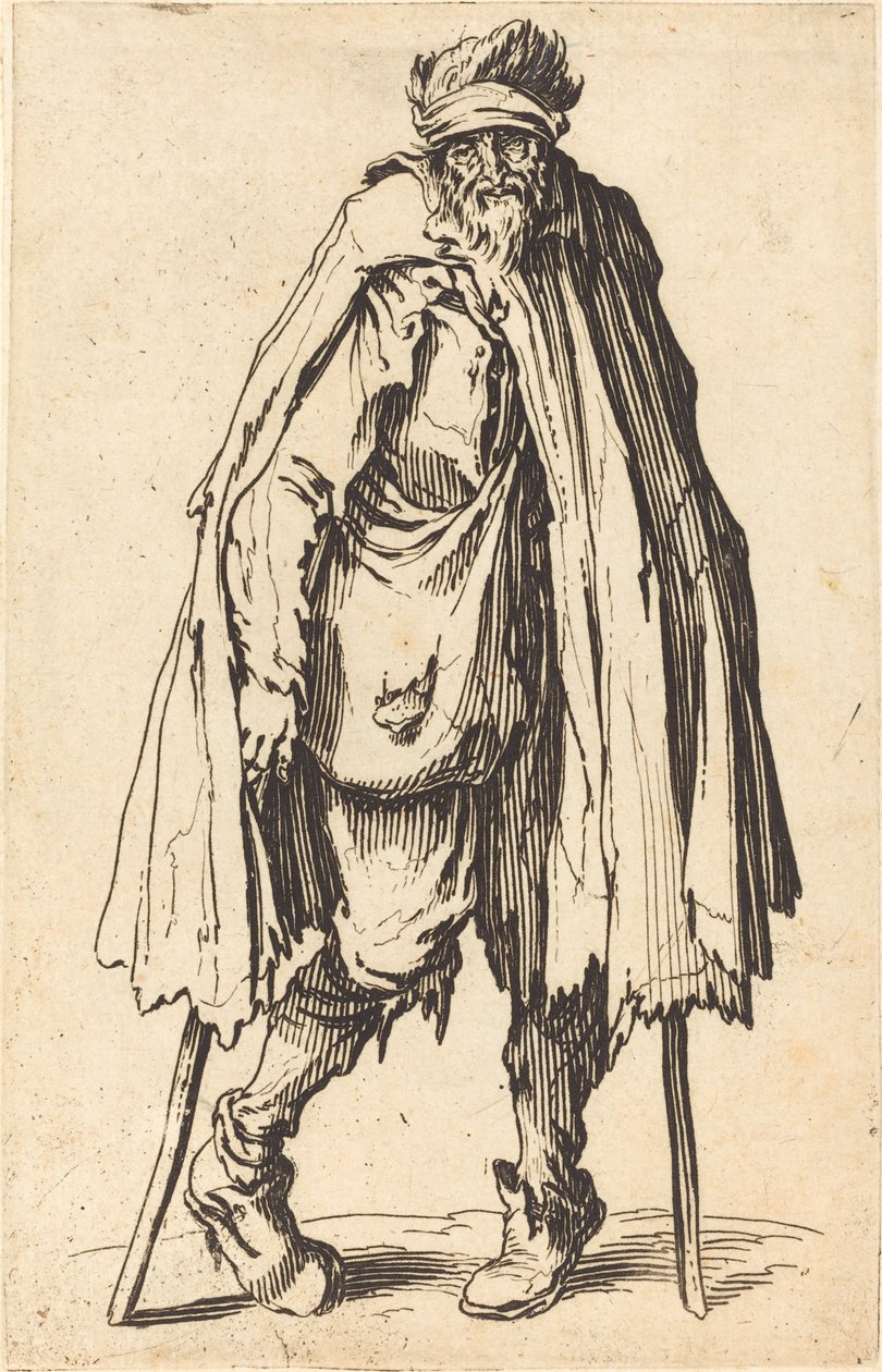 Bettler mit Krücken und Sack von Jacques Callot