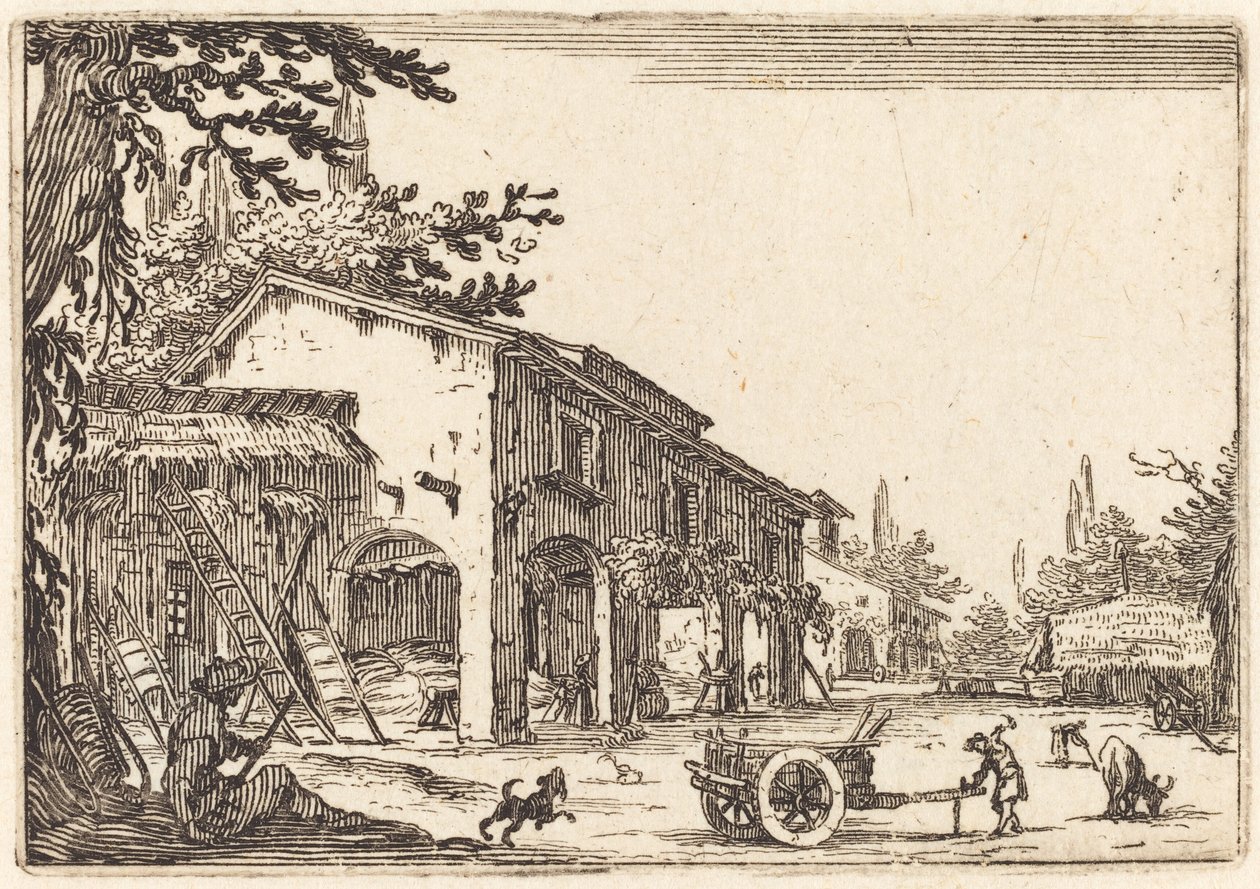 Hof eines Bauernhofs, ca. 1622 von Jacques Callot