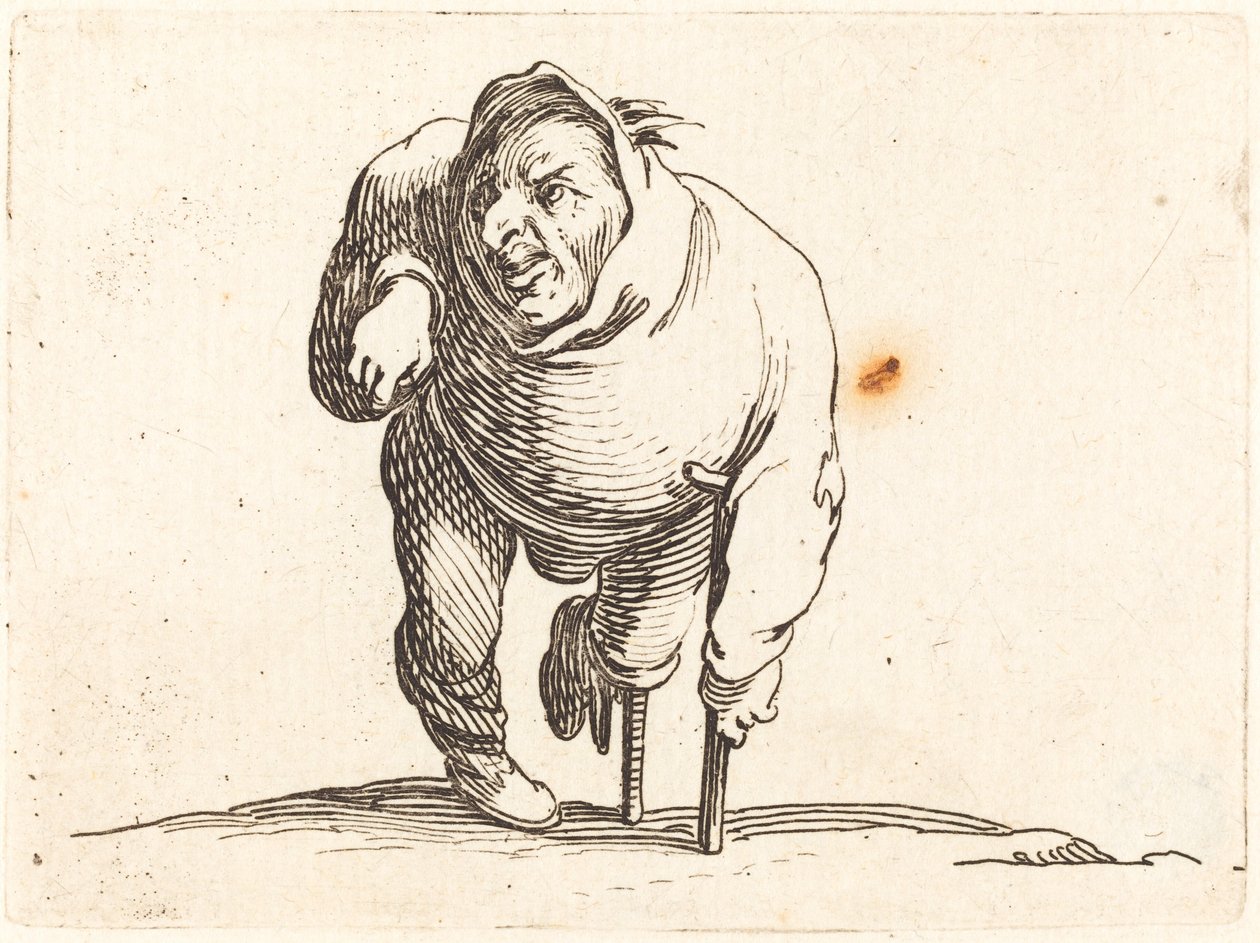 Krüppel mit Krücke und Holzbein von Jacques Callot