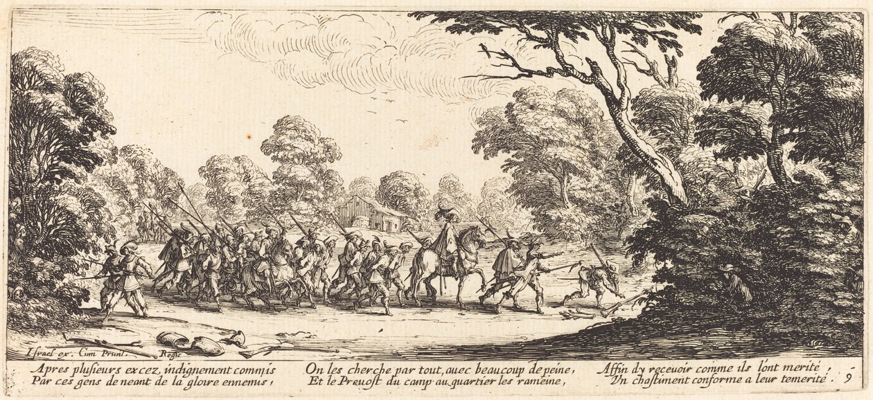 Entdeckung der kriminellen Soldaten, ca. 1633 von Jacques Callot