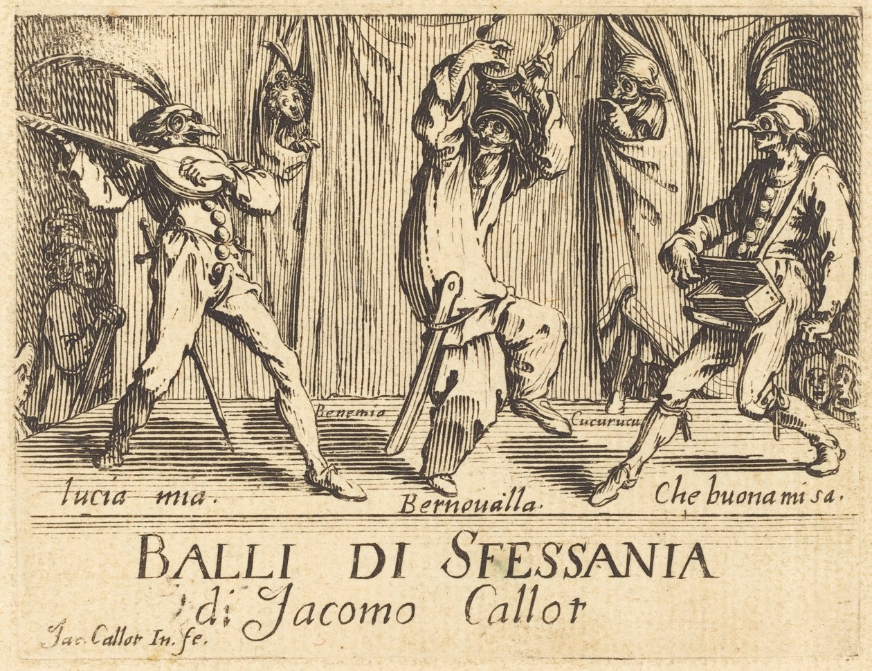 Frontispiz für "Balli di Sfessania" von Jacques Callot