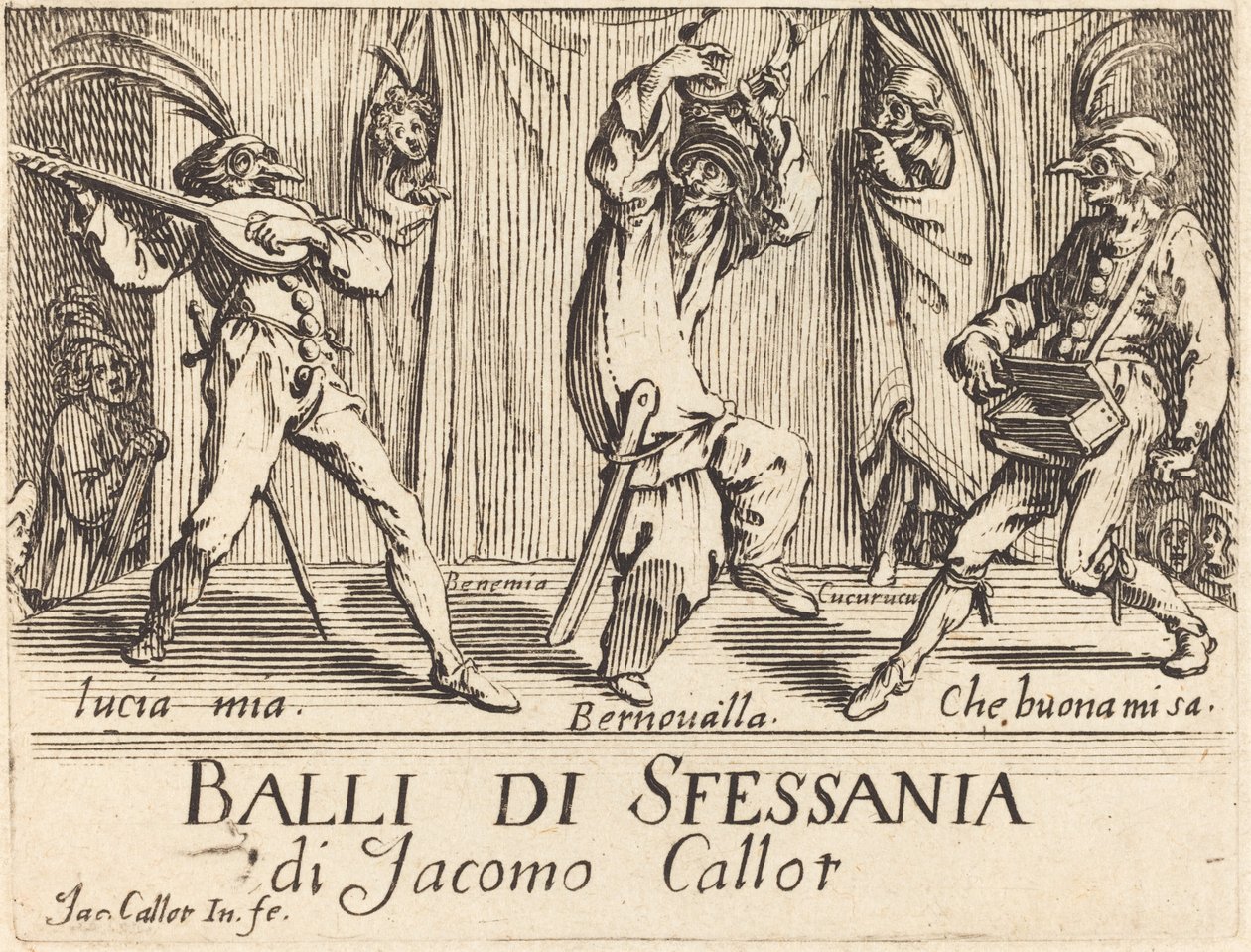 Frontispiz für "Balli di Sfessania" von Jacques Callot