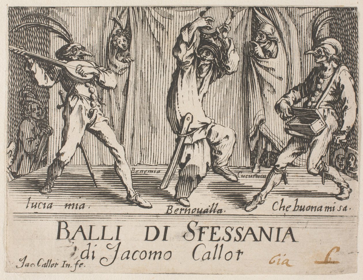 Frontispiz, aus Balli di Sfessania von Jacques Callot
