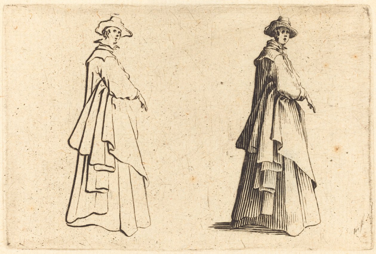 Dame im großen Mantel von Jacques Callot