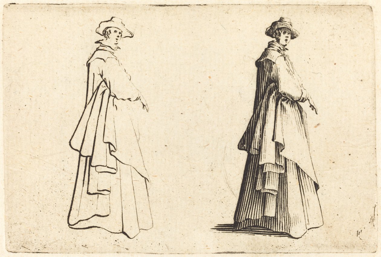 Dame im großen Mantel von Jacques Callot