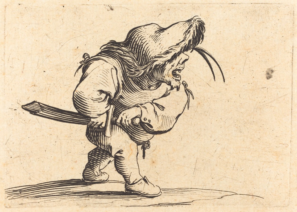 Mann, der sich darauf vorbereitet, sein Schwert zu ziehen von Jacques Callot