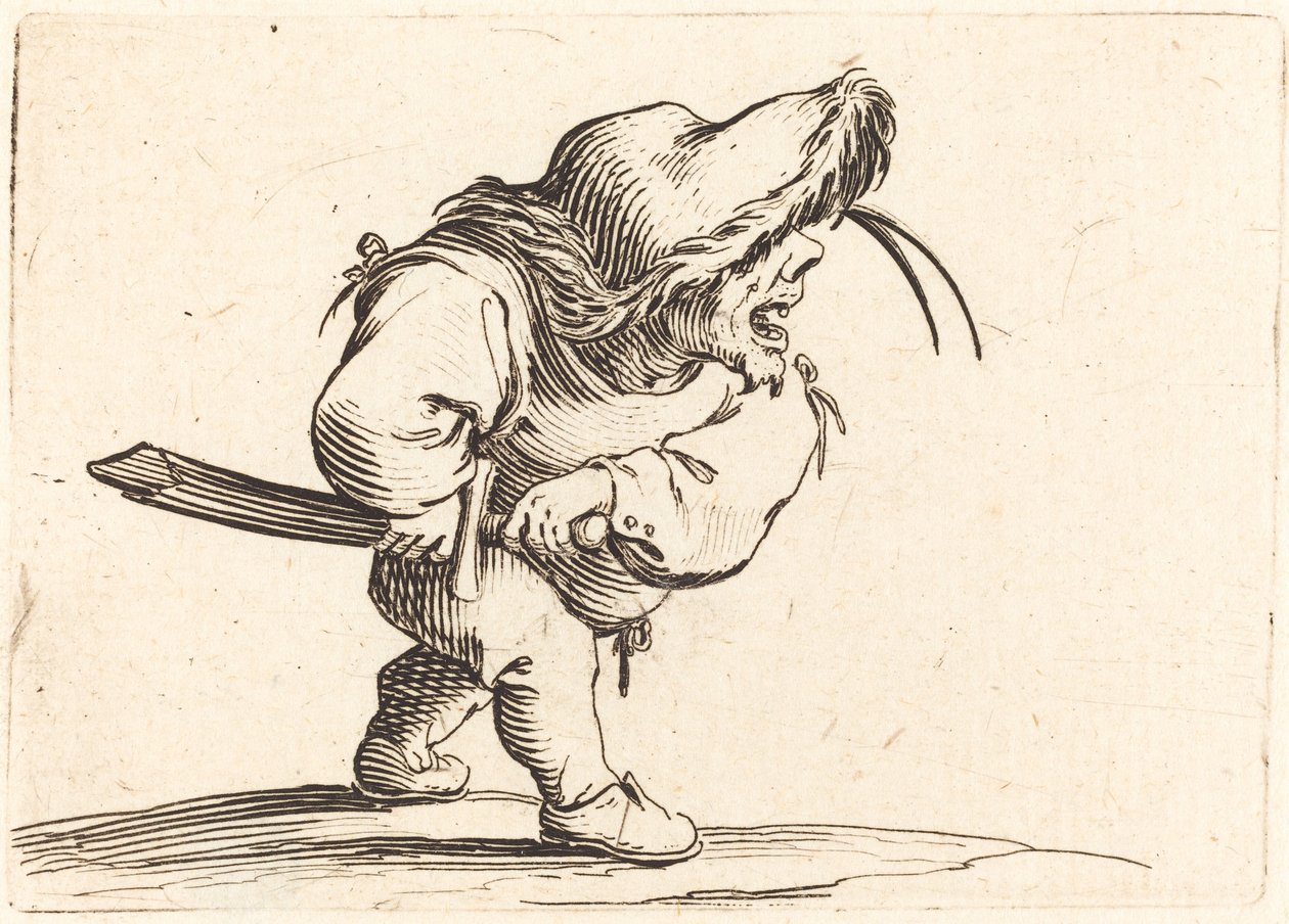 Mann, der sich darauf vorbereitet, sein Schwert zu ziehen von Jacques Callot