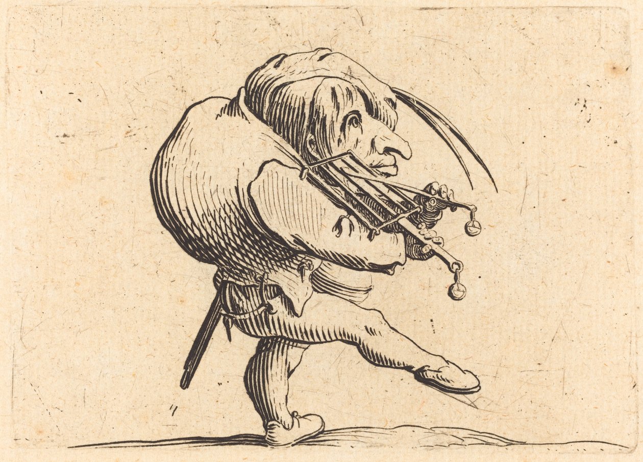 Mann, der einen Grill schabt von Jacques Callot