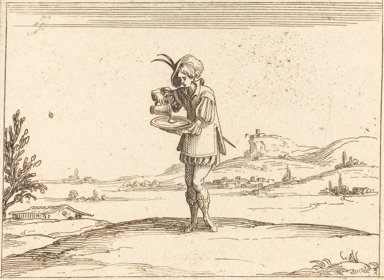 Mann, der eine Perle wäscht von Jacques Callot