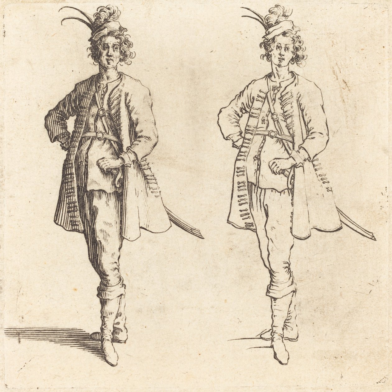 Offizier, Vorderansicht von Jacques Callot