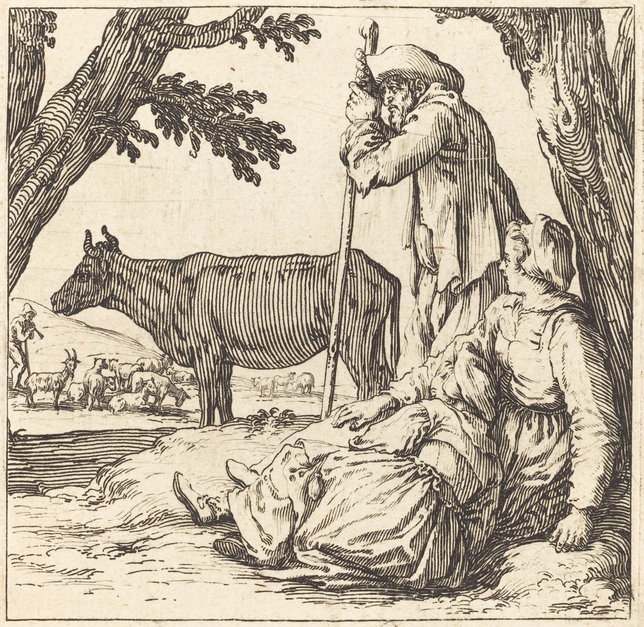 Bauernpaar mit Kuh von Jacques Callot