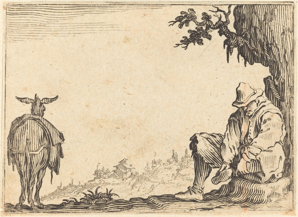 Bauer zieht seinen Schuh aus von Jacques Callot