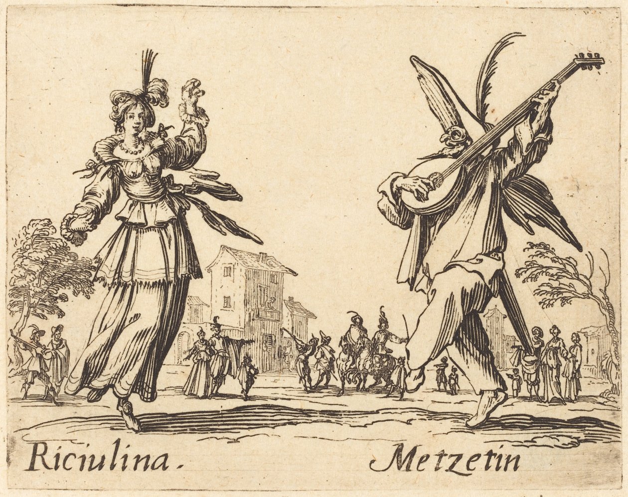 Riciulina und Metzetin, ca. 1622 von Jacques Callot
