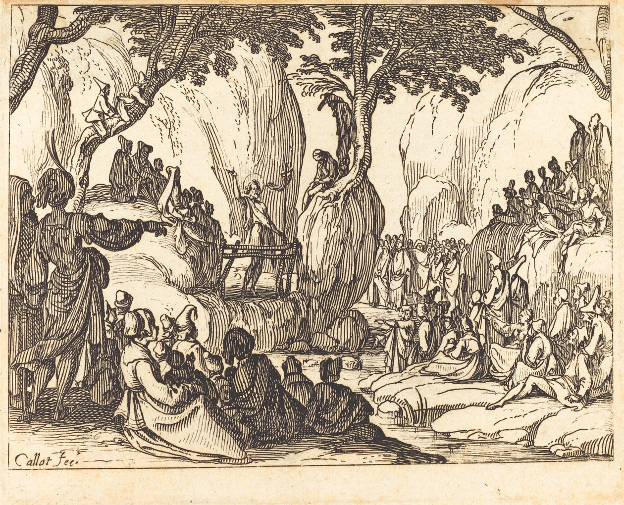 Johannes predigt in der Wüste von Jacques Callot