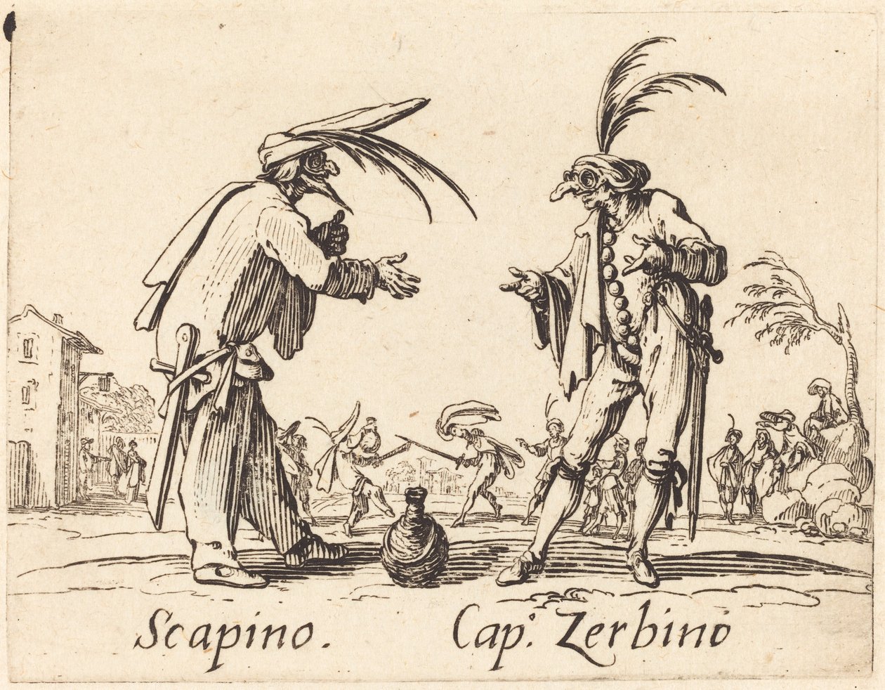 Scapino und Kapitän Zerbino von Jacques Callot