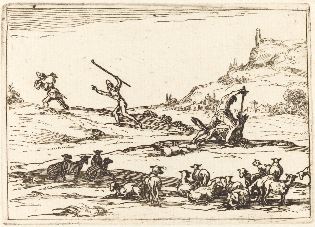 Hirten verteidigen ihre Herden von Jacques Callot