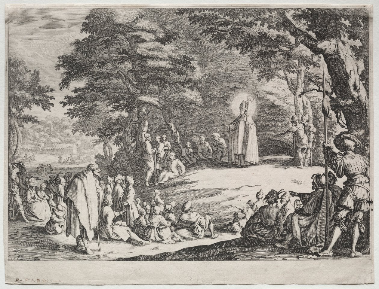 St. Amand predigt in einem Wald von Jacques Callot