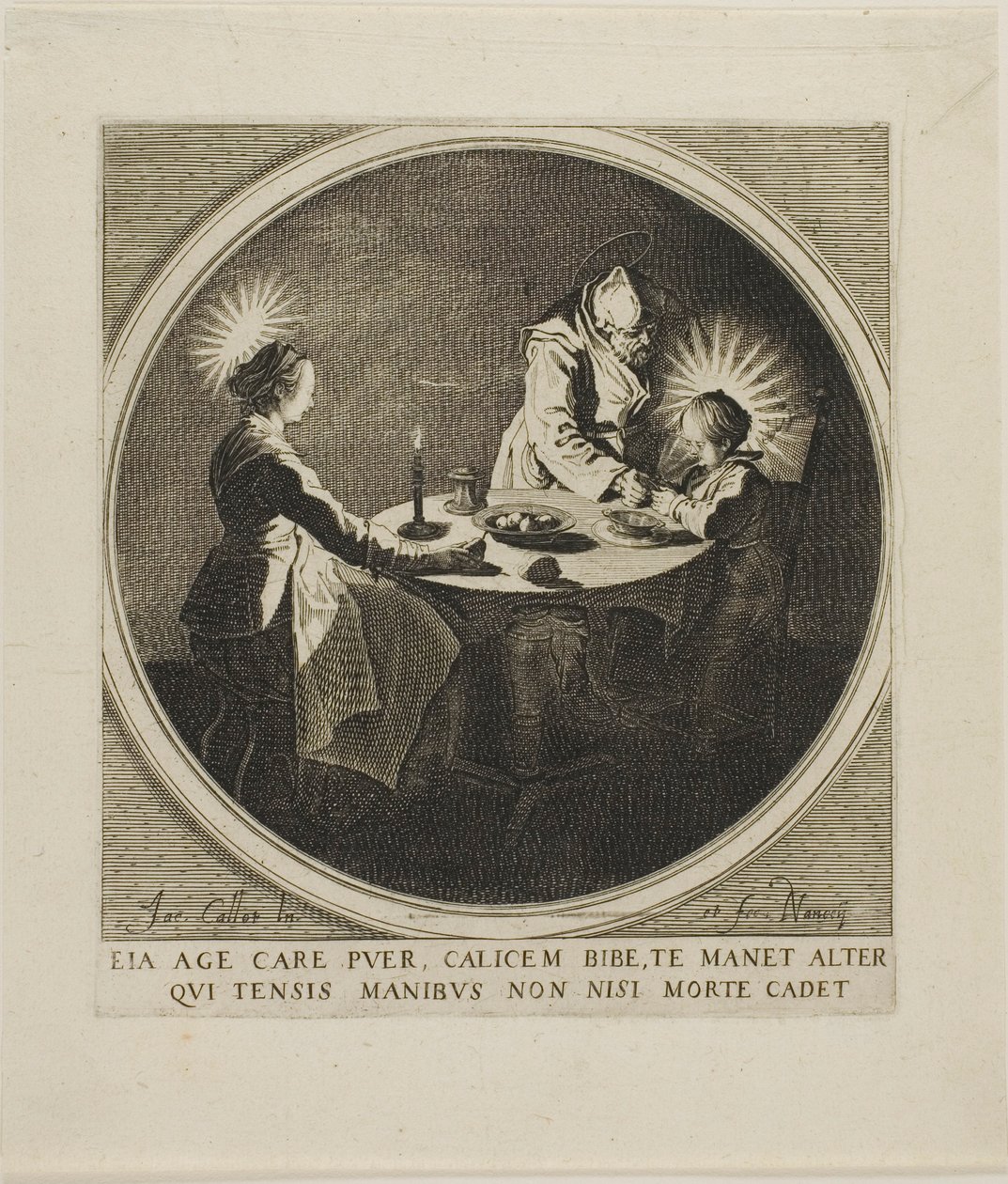 Die Heilige Familie am Tisch von Jacques Callot