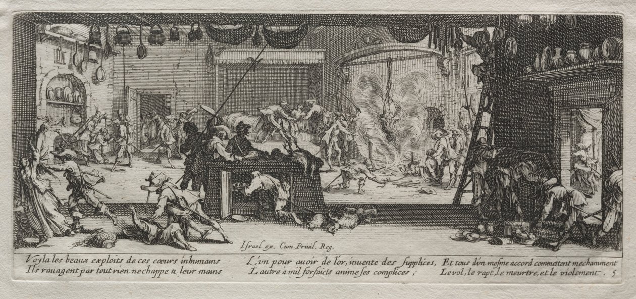 Die großen Leiden des Krieges: Plünderung, 1633 von Jacques Callot